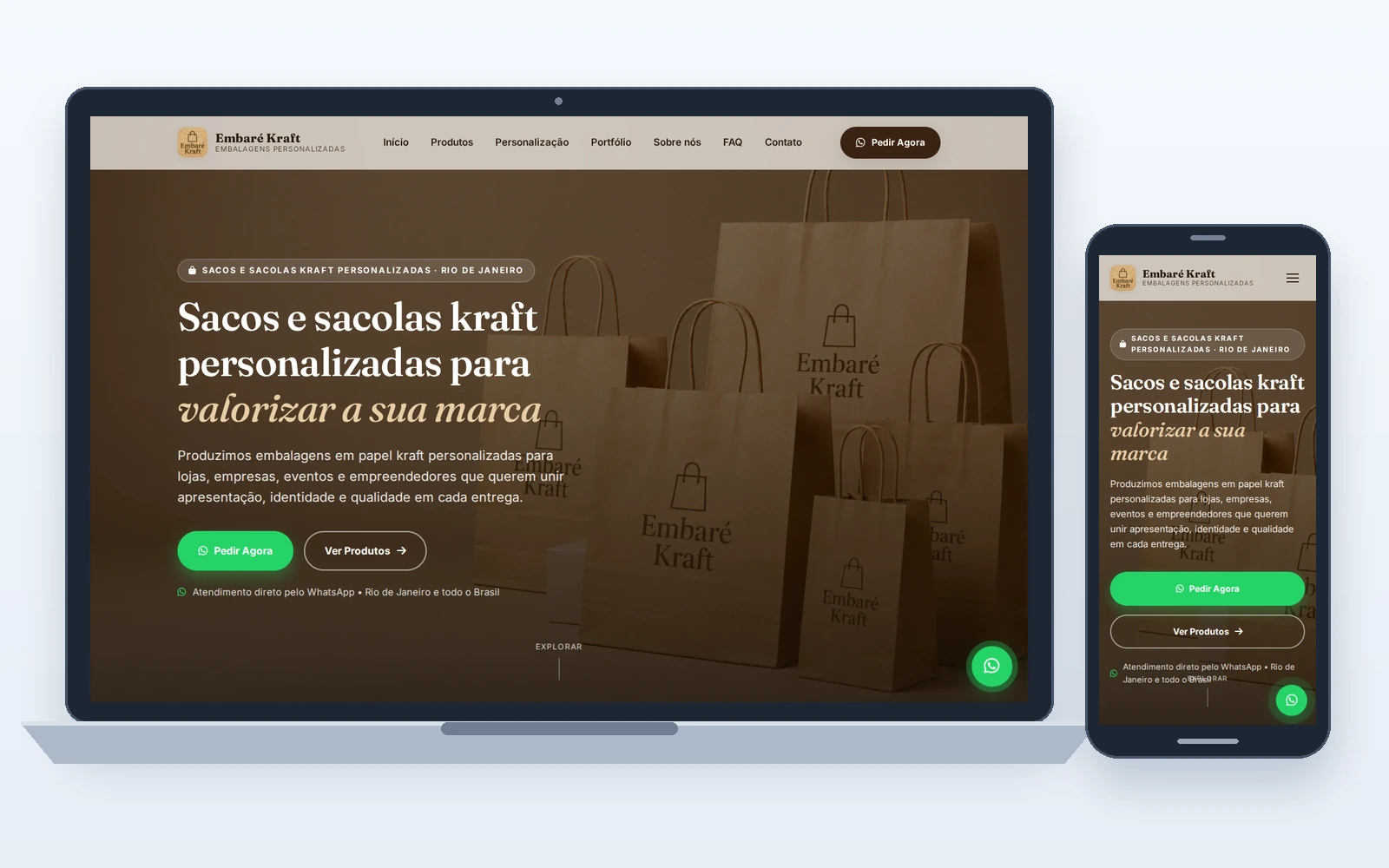 Página inicial do site Embaré Kraft