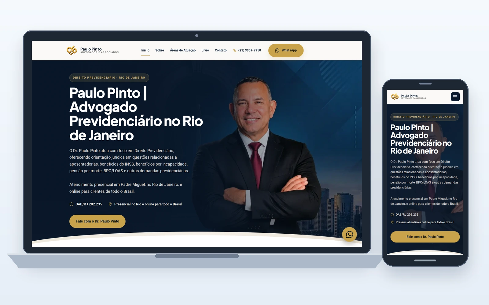 Página inicial do site Advogado Paulo Pinto