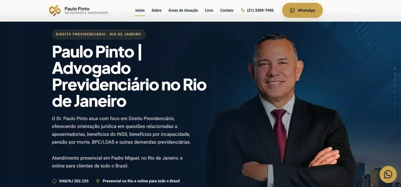 Página inicial do site Advogado Paulo Pinto