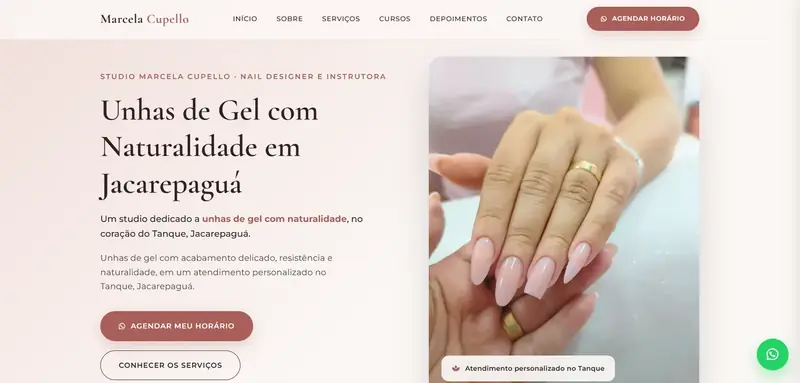 Página inicial do site Studio Marcela Cupello